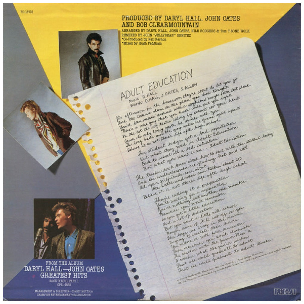 DARYL HALL & JOHN OATES - ADULT EDUCATION/MANEATER | 12" MAXI SINGLE VINILO USADO