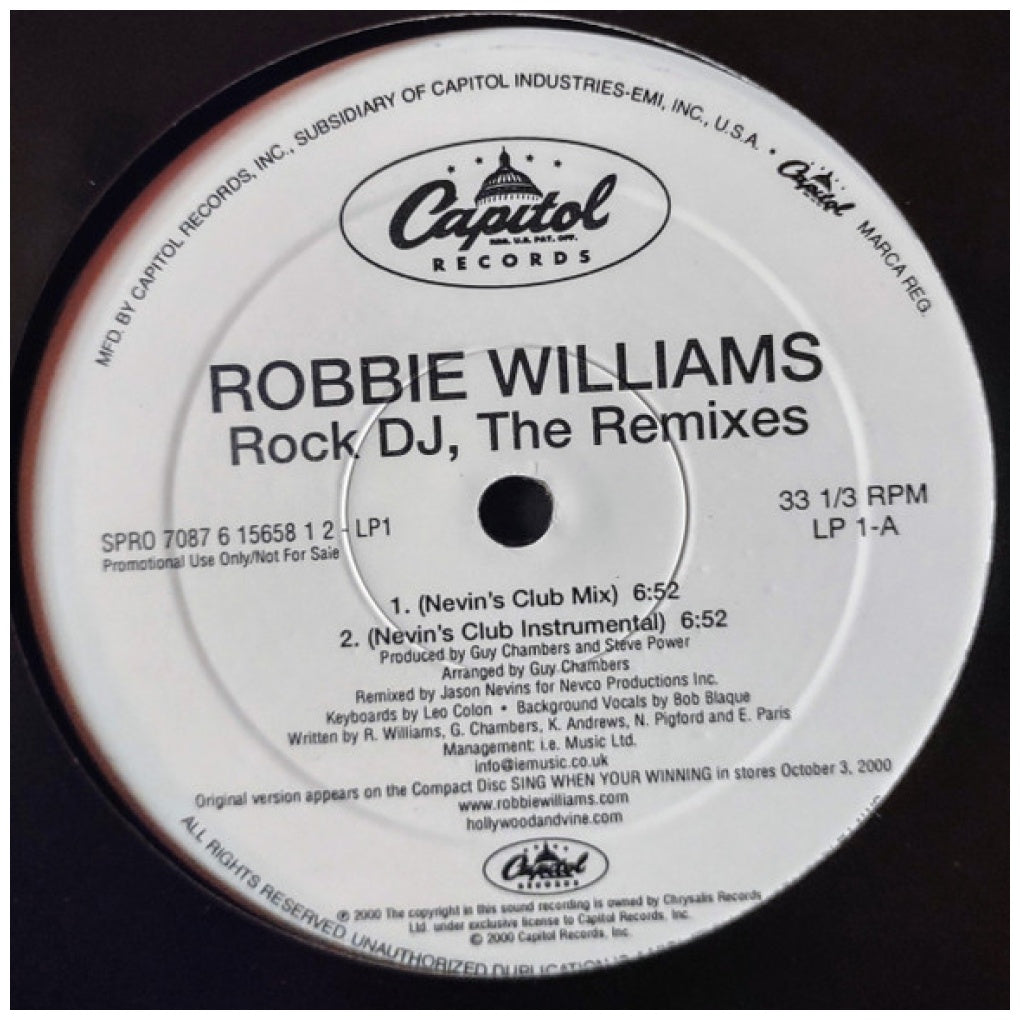 ROBBIE WILLIAMS - ROCK DJ (THE REMIXES) (PROMO COPY) | 12" MAXI SINGLE VINILO USADO
