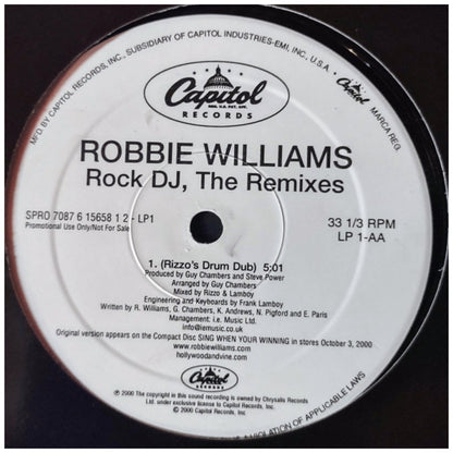 ROBBIE WILLIAMS - ROCK DJ (THE REMIXES) (PROMO COPY) | 12" MAXI SINGLE VINILO USADO