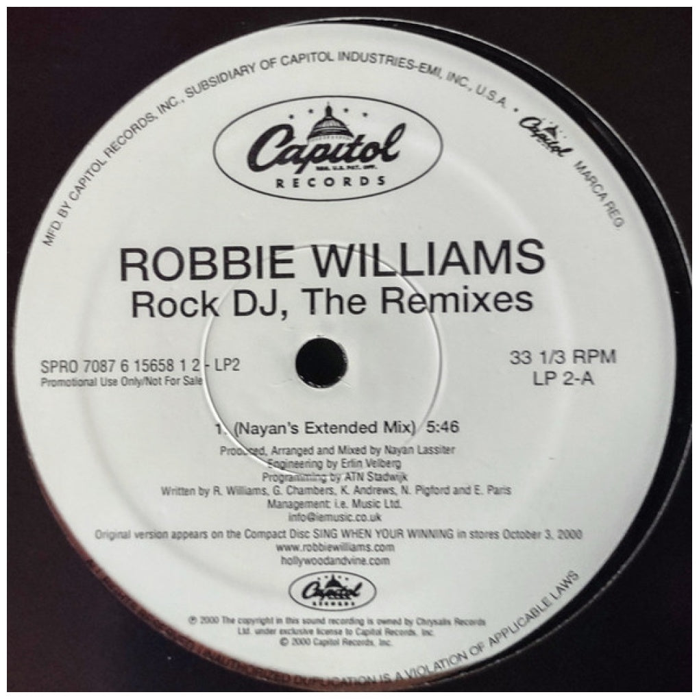ROBBIE WILLIAMS - ROCK DJ (THE REMIXES) (PROMO COPY) | 12" MAXI SINGLE VINILO USADO