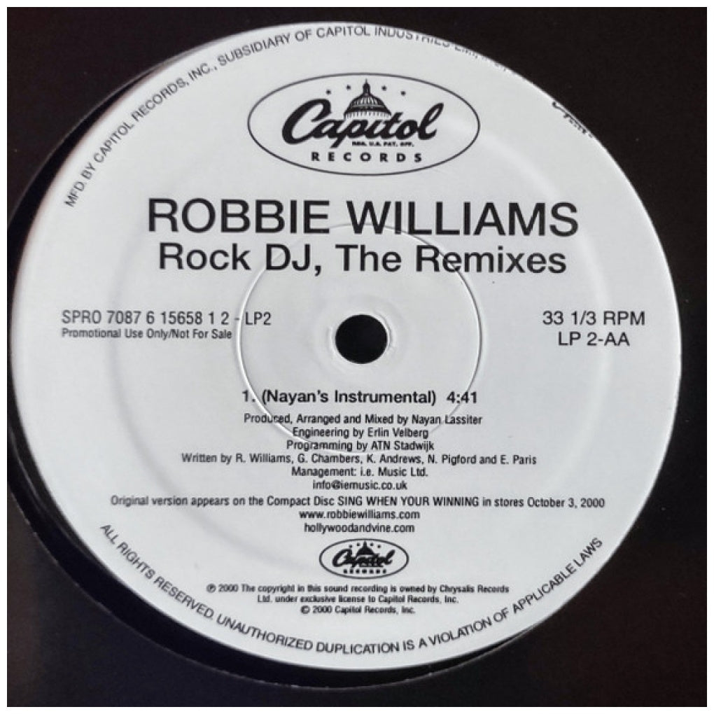 ROBBIE WILLIAMS - ROCK DJ (THE REMIXES) (PROMO COPY) | 12" MAXI SINGLE VINILO USADO