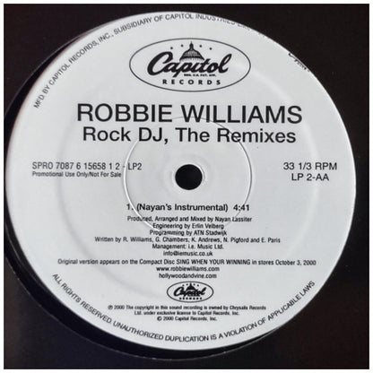 ROBBIE WILLIAMS - ROCK DJ (THE REMIXES) (PROMO COPY) | 12" MAXI SINGLE VINILO USADO