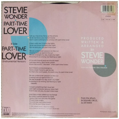 STEVIE WONDER - PART-TIME LOVER | 12" MAXI SINGLE VINILO USADO