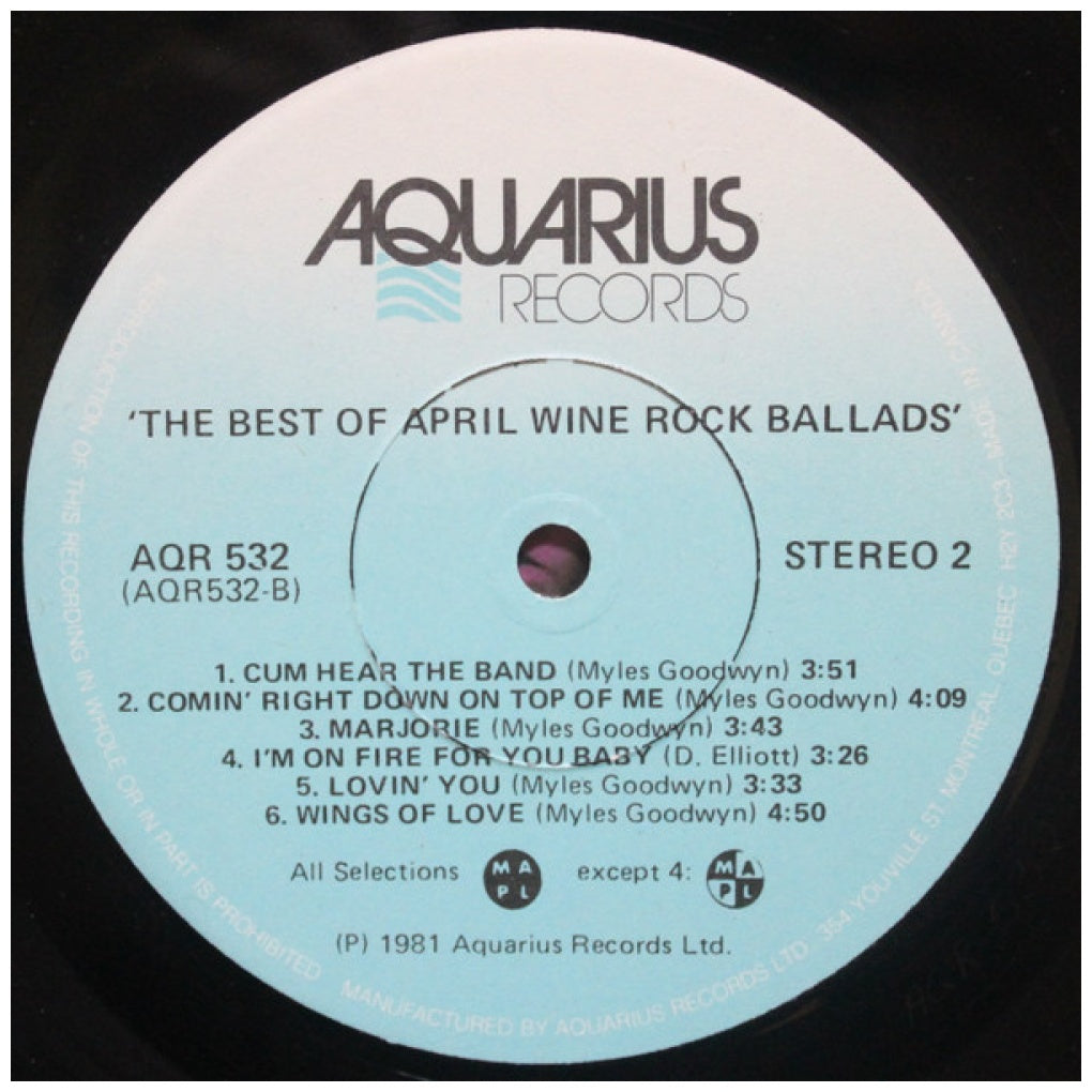 APRIL WINE - THE BEST ROCK BALLADS | VINILO USADO