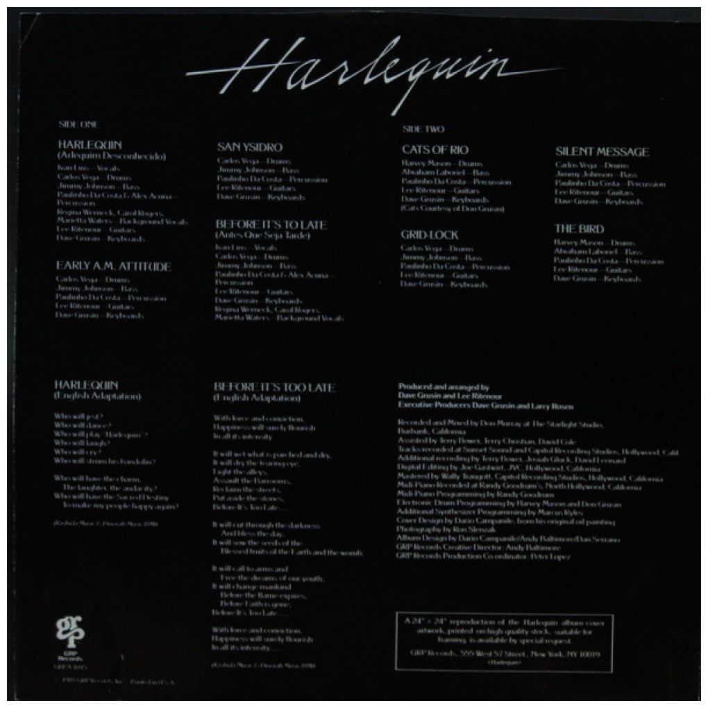 DAVE GRUSIN & LEE RITENOUR - HARLEQUIN (VDE-NUEVO/SELLADO) | VINILO USADO