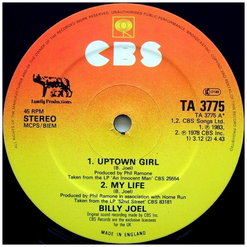 BILLY JOEL - UPTOWN GIRL/JUST THE WAY YOU ARE/IT'S STILL ROCK AND ROLL TO ME | 12" MAXI SINGLE VINILO USADO