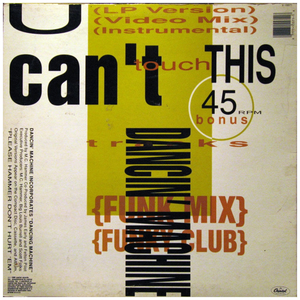 MC HAMMER - U CAN'T TOUCH THIS | 12" MAXI SINGLE VINILO USADO