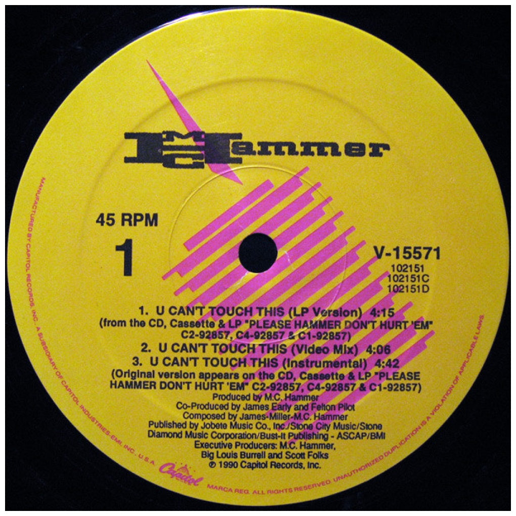 MC HAMMER - U CAN'T TOUCH THIS | 12" MAXI SINGLE VINILO USADO