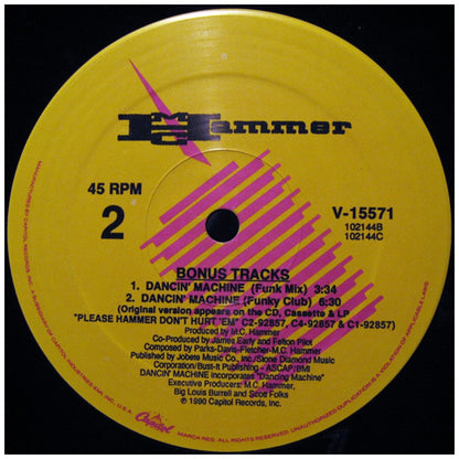 MC HAMMER - U CAN'T TOUCH THIS | 12" MAXI SINGLE VINILO USADO