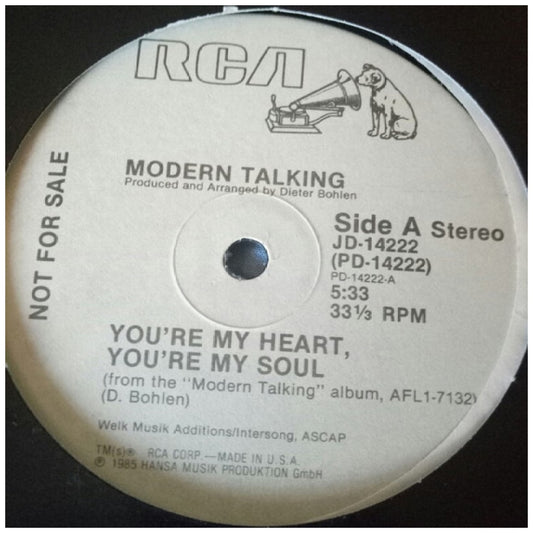 MODERN TALKING - YOU'RE MY HEART, YOU'RE MY SOUL (PROMO EDITION) | 12" MAXI SINGLE VINILO USADO