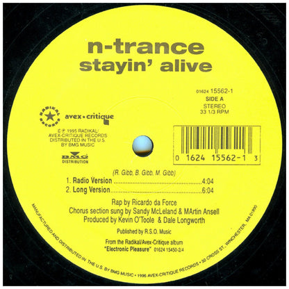 N-TRANCE - STAYIN' ALIVE | 12" MAXI SINGLE VINILO USADO
