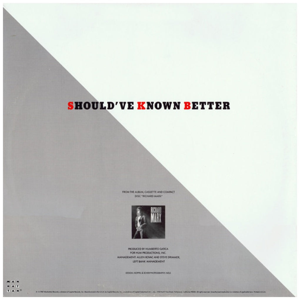 RICHARD MARX - SHOULD'VE KNOWN BETTER | 12" MAXI SINGLE VINILO USADO