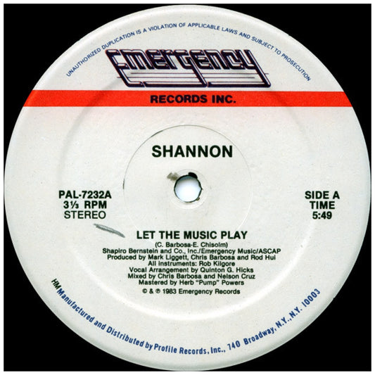 SHANNON - LET THE MUSIC PLAY | 12" MAXI SINGLE VINILO USADO