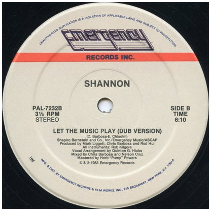 SHANNON - LET THE MUSIC PLAY | 12" MAXI SINGLE VINILO USADO