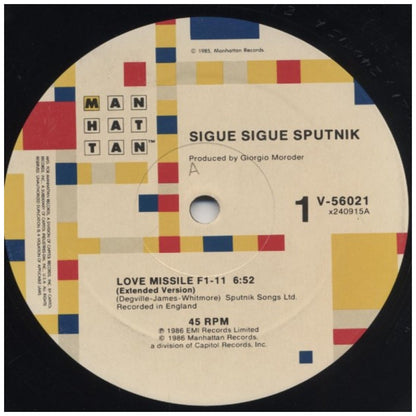 SIGUE SIGUE-SPUTNIK - LOVE MISSILE F1-11 | 12" MAXI SINGLE VINILO USADO