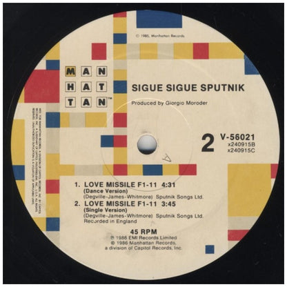 SIGUE SIGUE-SPUTNIK - LOVE MISSILE F1-11 | 12" MAXI SINGLE VINILO USADO