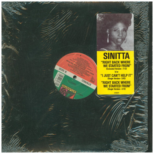 SINITA - RIGHT BACK WHERE WE STARTED FROM | 12" MAXI SINGLE VINILO USADO