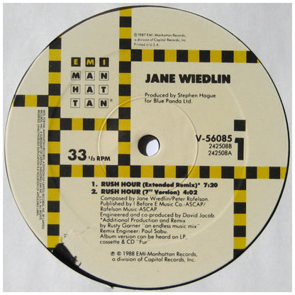 JANE WIEDLIN - RUSH HOUR | 12" MAXI SINGLE USADO