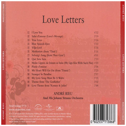 ANDRE RIEU & HIS JOHANN STRAUSS ORCHESTRA - LOVE LETTERS | CD
