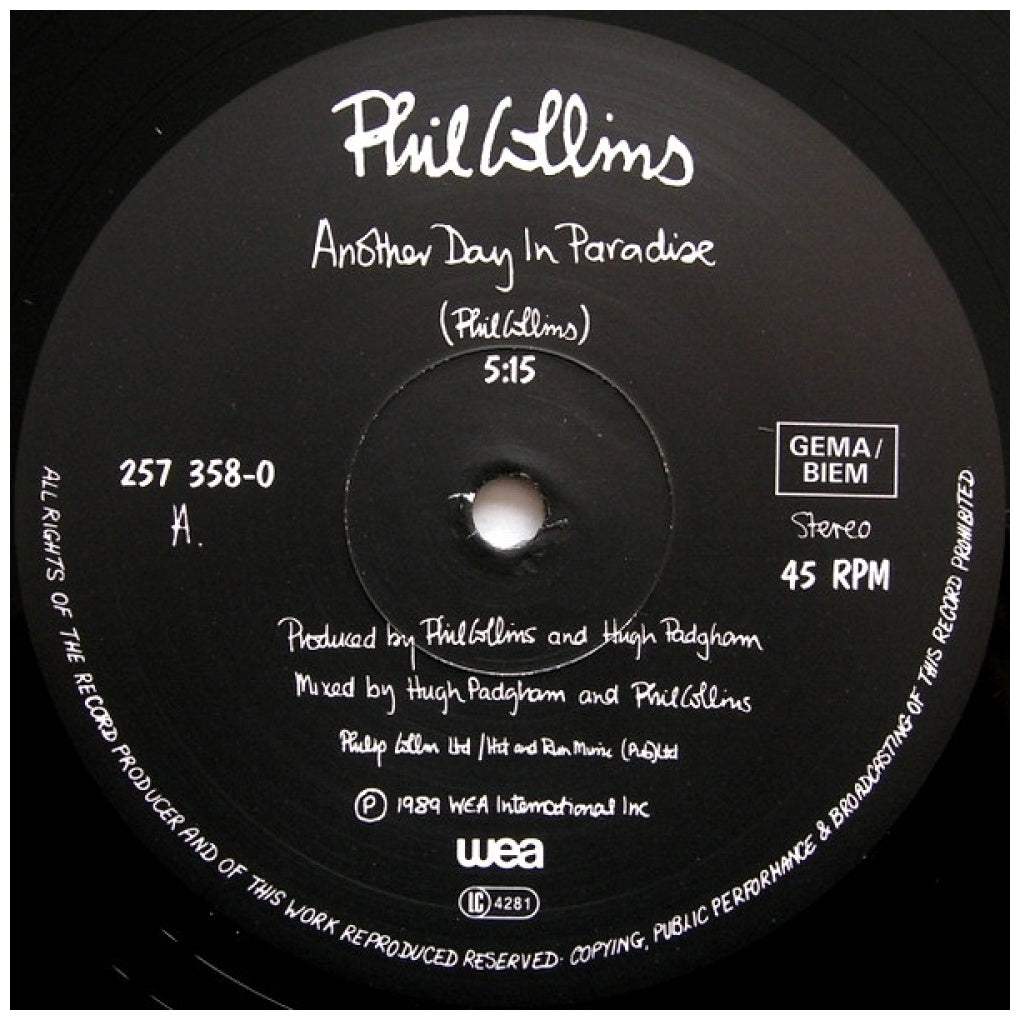 PHIL COLLINS - ANOTHER DAY IN PARADISE | 12" MAXI SINGLE VINILO USADO
