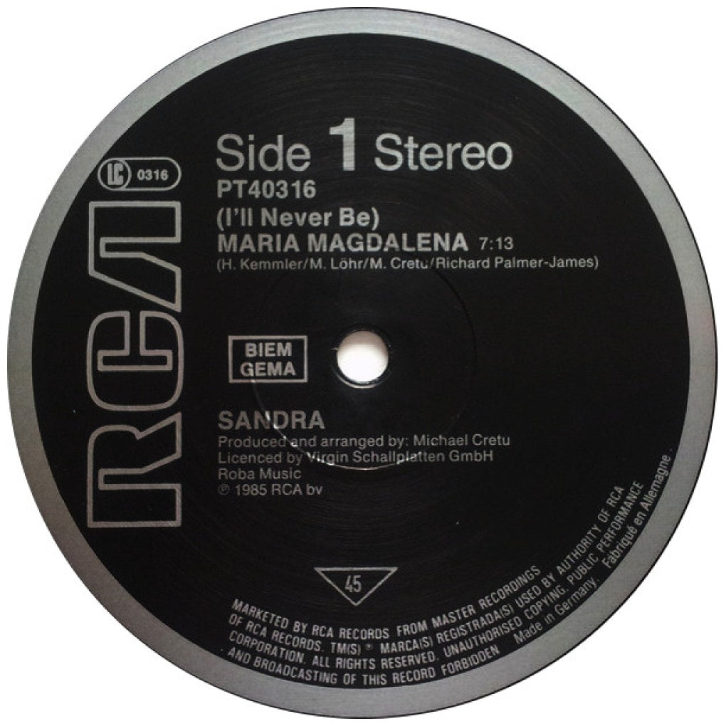 SANDRA - (I'LL NEVER BE) MARIA MAGDALENA | 12" MAXI SINGLE VINILO USADO