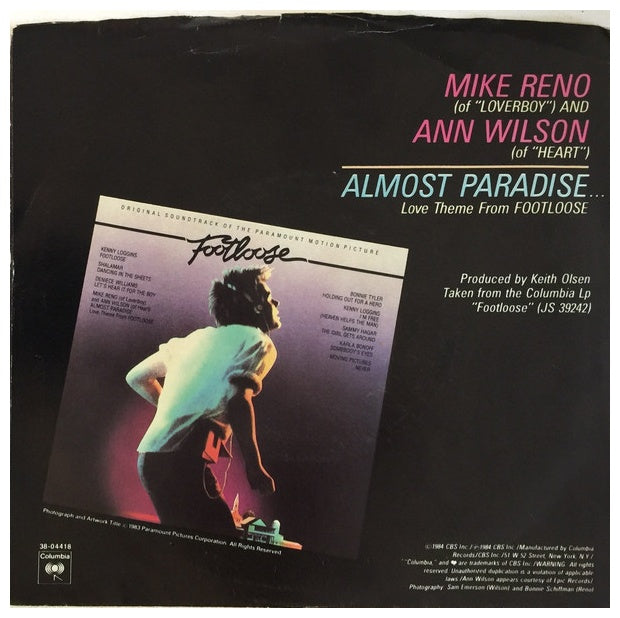 MIKE RENO FT. ANN WILSON - ALMOST PARADISE | 7" SINGLE VINILO USADO