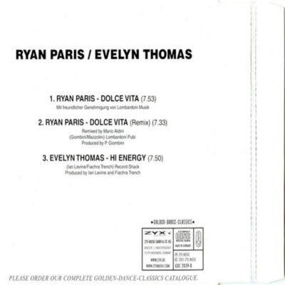 RYAN PARISEVELYN THOMAS - DOLCE VITAHI ENERGY | CD SINGLE