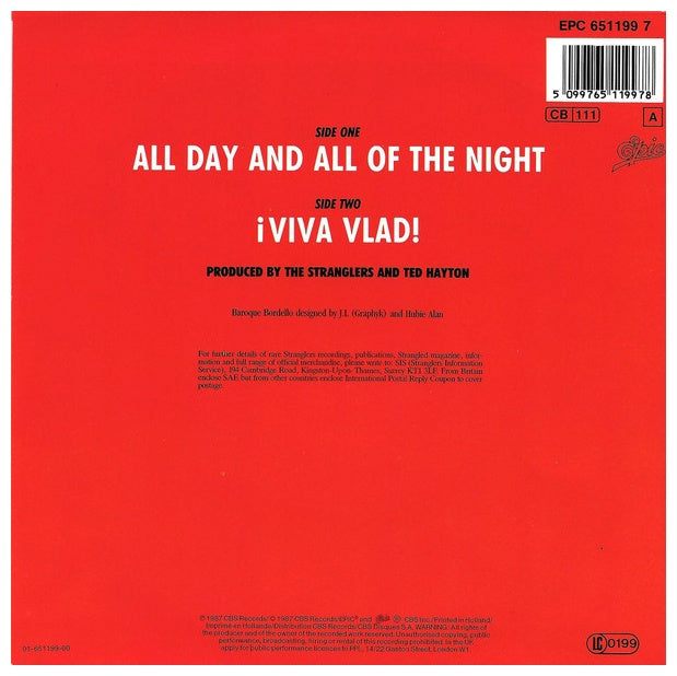 STRANGLERS - ALL DAY AND ALL OF THE NIGHT | 7'' SINGLE VINILO USADO