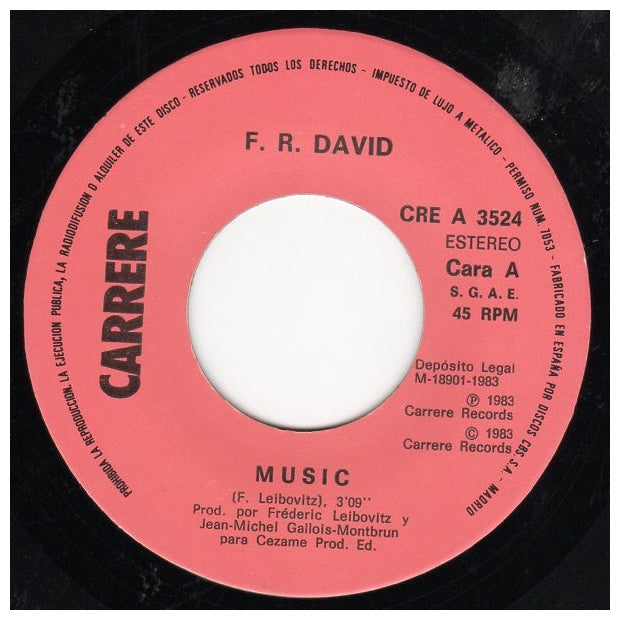 F.R. DAVID - MUSIC | 7" SINGLE VINILO USADO