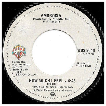 AMBROSIA - HOW MUCH I FEEL | 7" SINGLE USADO