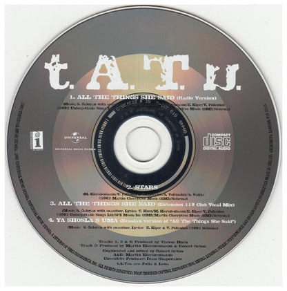 T.A.T.U. - ALL THE THINGS SHE SAID | CD SINGLE USADO