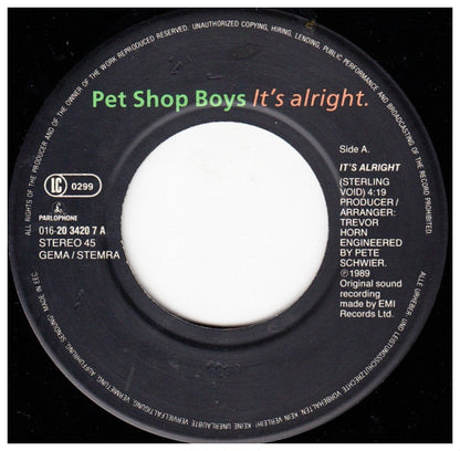 PET SHOP BOYS - IT'S ALRIGHT | 7'' SINGLE VINILO USADO