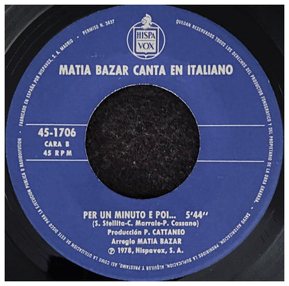 MATIA BAZAR - SOLO TU (EN ESPAÑOL) | 7" SINGLE VINILO USADO