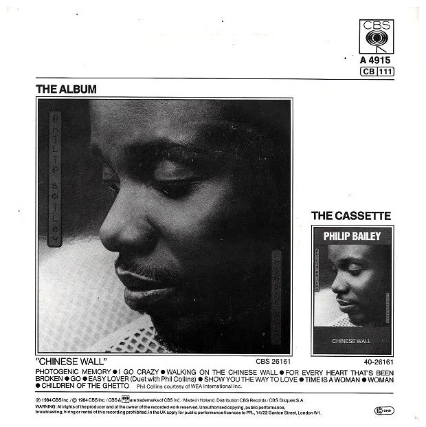 PHILIP BAILEY AND PHIL COLLINS - EASY LOVER | 7'' SINGLE VINILO USADO