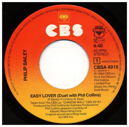 PHILIP BAILEY AND PHIL COLLINS - EASY LOVER | 7'' SINGLE VINILO USADO