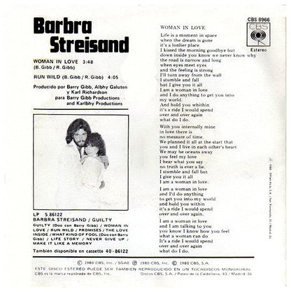 BARBRA STREISAND - WOMAN IN LOVE | 7" SINGLE VINILO USADO
