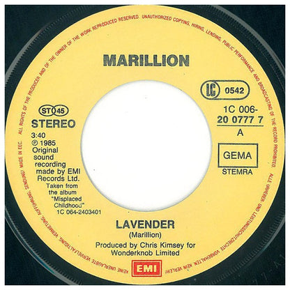 MARILLION - LAVENDER | 7'' SINGLE VINILO USADO