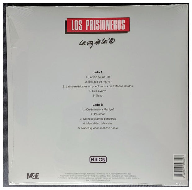 LOS PRISIONEROS   - LA VOZ DE LOS 80'S (WHITE VINYL) | VINILO