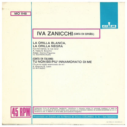 IVA ZANICCHI - LA ORILLA BLANCA, LA ORILLA NEGRA (EN ESPAÑOL) | 7" SINGLE VINILO USADO