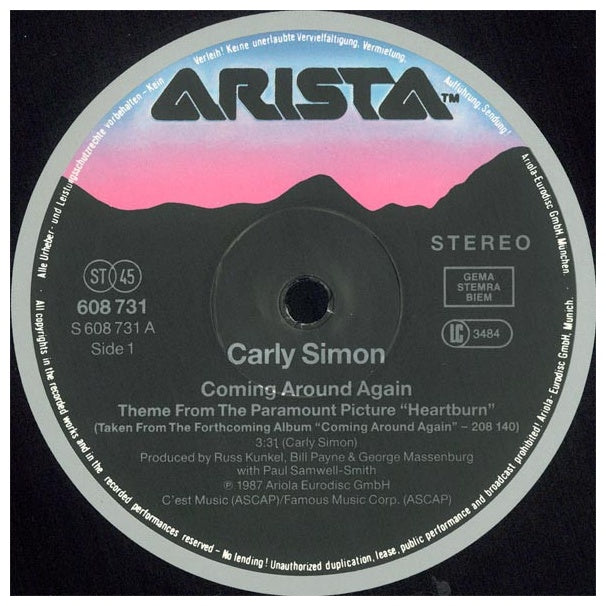 CARLY SIMON - COMING AROUND AGAIN | 12" MAXI SINGLE USADO