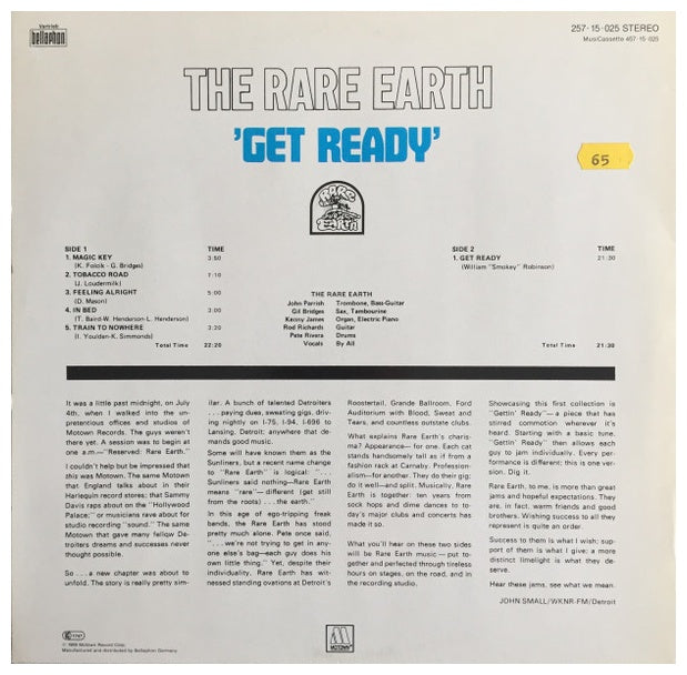 RARE EARTH - GET READY | VINILO USADO