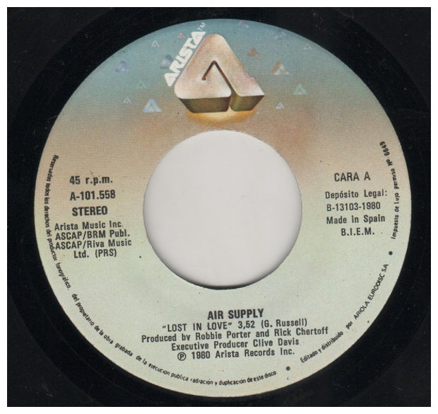 AIR SUPPLY - LOST IN LOVE | 7" SINGLE VINILO USADO