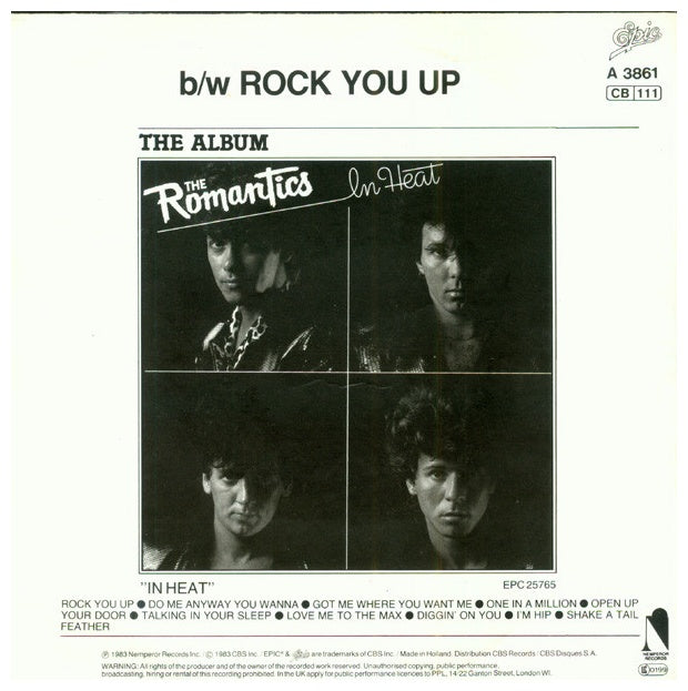ROMANTICS - TALKING IN YOUR SLEEP | 7'' SINGLE VINILO USADO