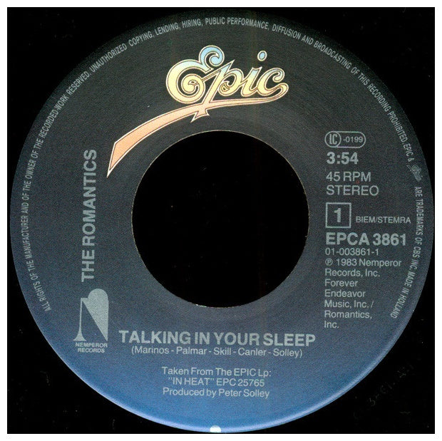ROMANTICS - TALKING IN YOUR SLEEP | 7'' SINGLE VINILO USADO