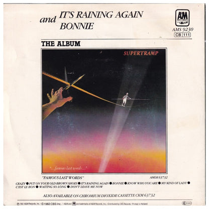 SUPERTRAMP - IT'S RAINING AGAIN | 7'' SINGLE VINILO USADO