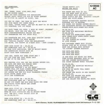 FALCO - DER KOMMISSAR | 7'' SINGLE VINILO USADO