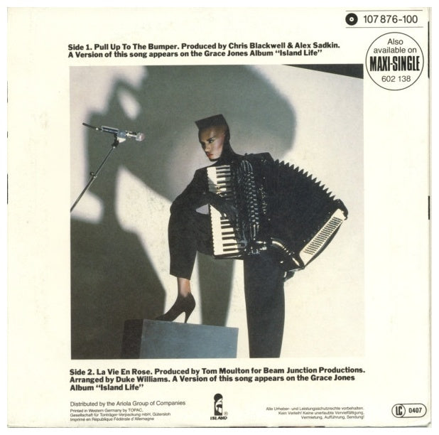GRACE JONES - PULL UP TO THE BUMPER | 7'' SINGLE VINILO USADO