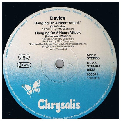 DEVICE - HANGING IN A HEART ATTACK | 12" MAXI SINGLE USADO