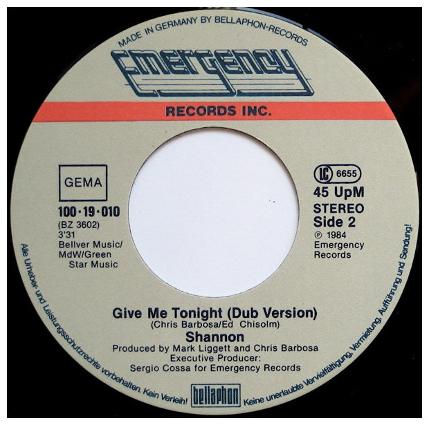 SHANNON - GIVE ME TONIGHT | 7'' SINGLE VINILO USADO