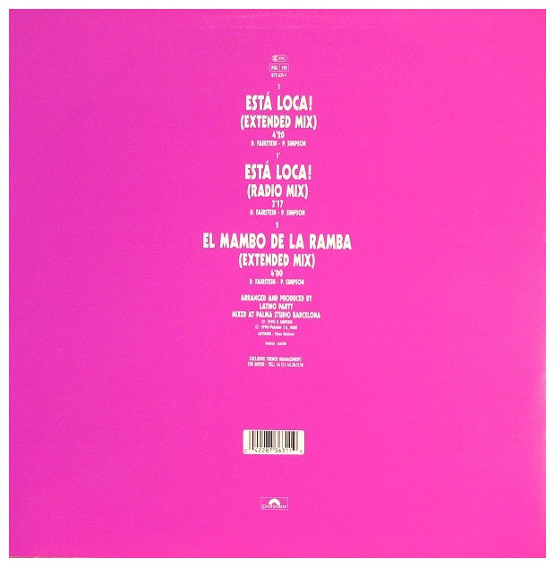 LATINO PARTY  - ESTA LOCA | 12" MAXI SINGLE USADO